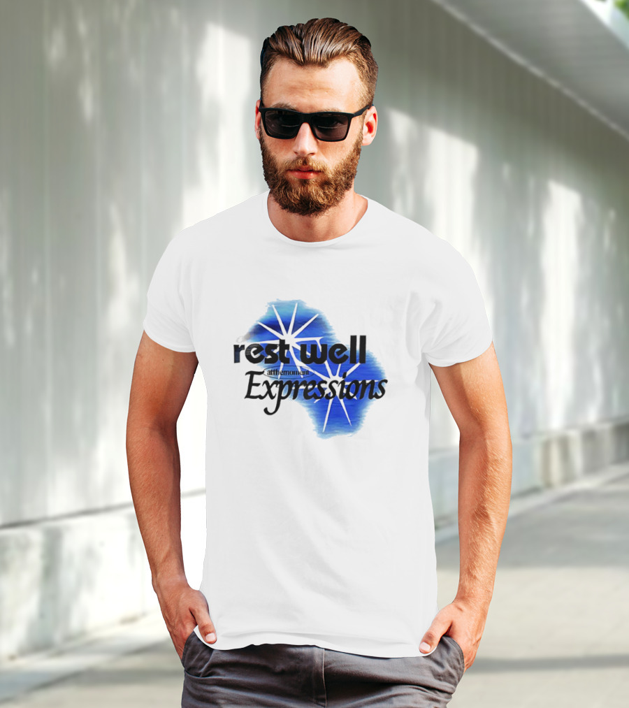 Rest Well Expressions At The Moment Retro Starburst Blue T-Shirt