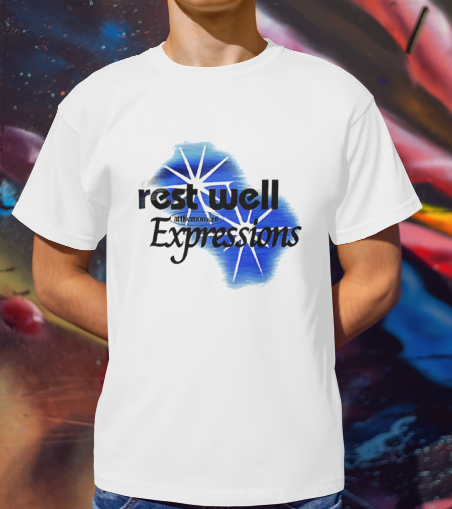 Rest Well Expressions At The Moment Retro Starburst Blue T-Shirt