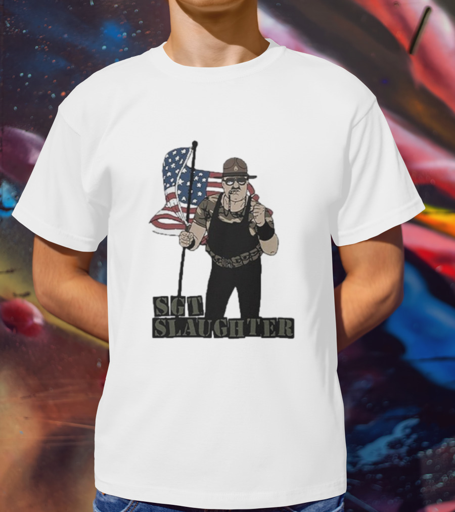 Sgt Slaughter American Flag Comic Style Patriotic T-Shirt
