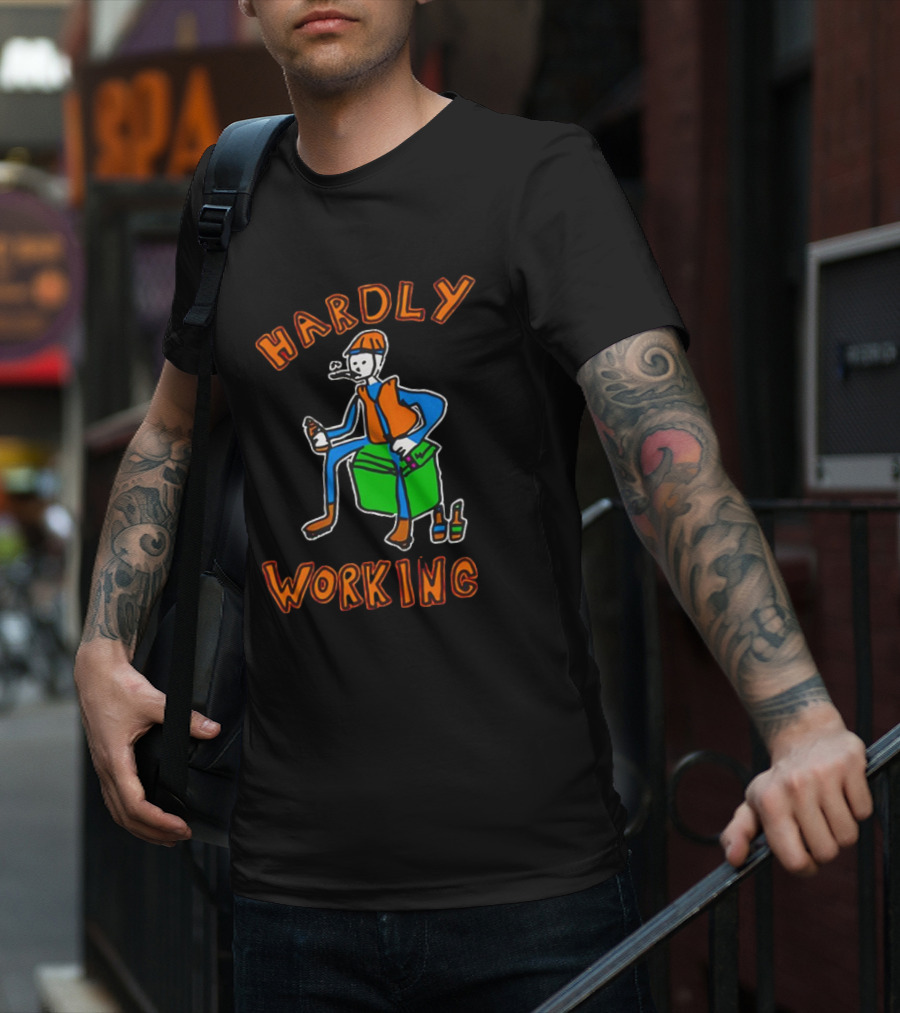 HARDLY WORKING Meme Sitting On Cooler With Beer Bottles T-Shirt
