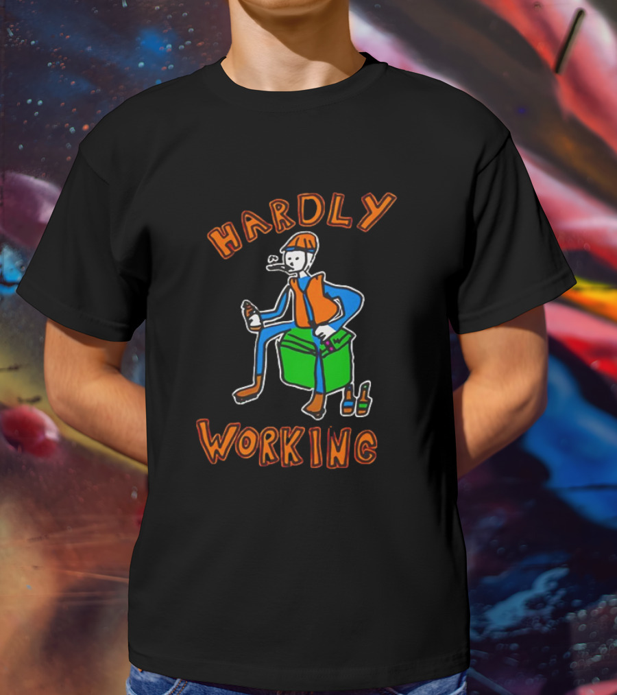 HARDLY WORKING Meme Sitting On Cooler With Beer Bottles T-Shirt