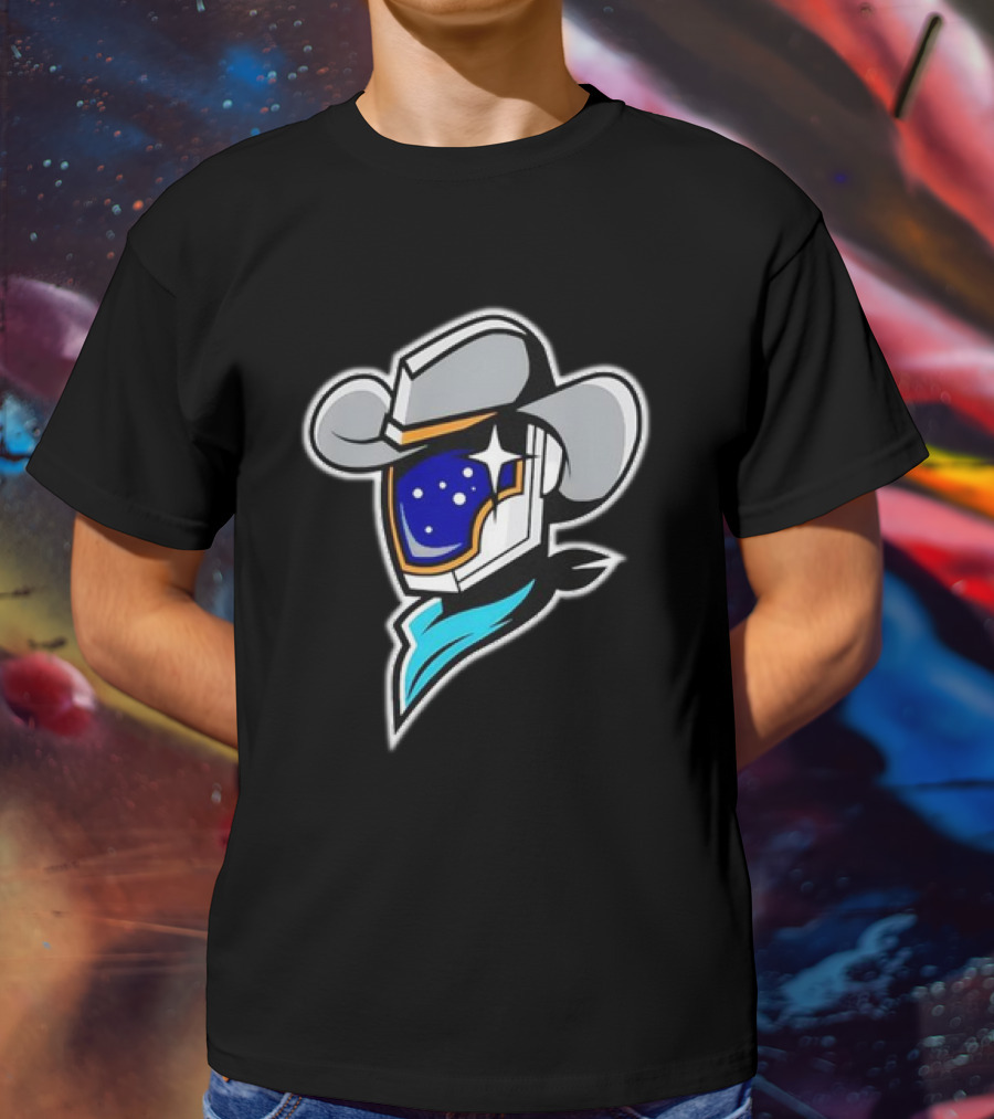 Sugar Land Space Cowboys Bimm Ridder Home Cap Emblem With Starry Helmet And Cowboy Hat T-Shirt