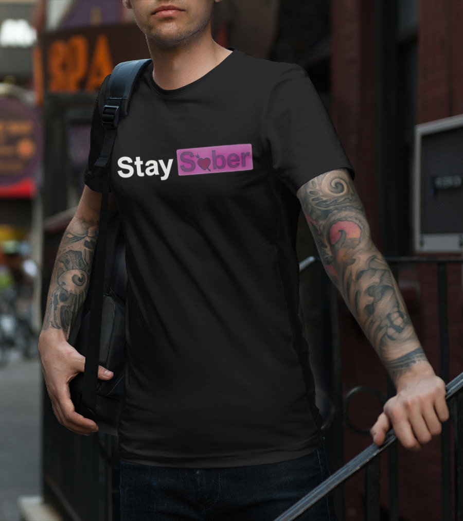 Stay Sober Valentine’s Heart Logo Funny T-Shirt