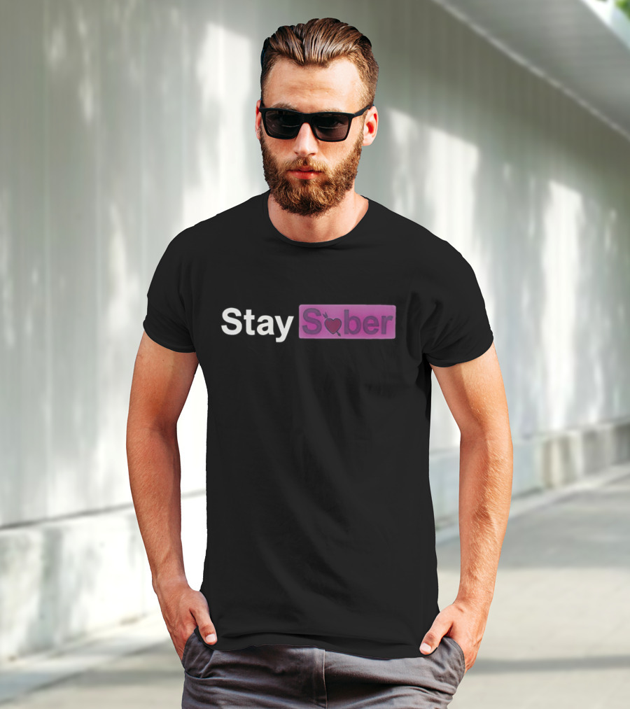 Stay Sober Valentine’s Heart Logo Funny T-Shirt