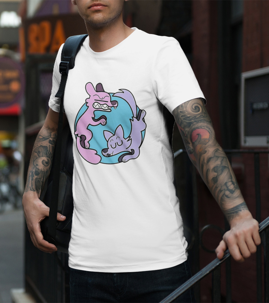 Ac Stuart Two Wolves Yin Yang Pastel T-Shirt