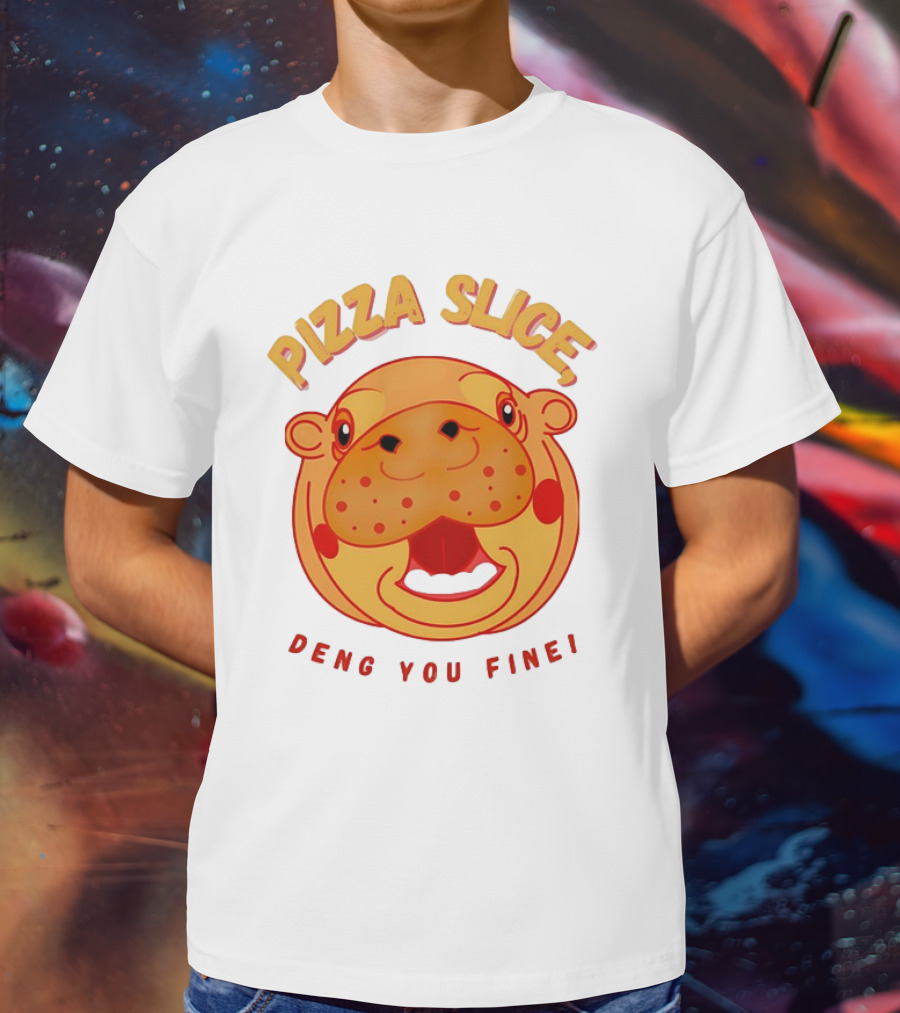 Pizza Slice Deng You Fine Cartoon Character T-Shirt