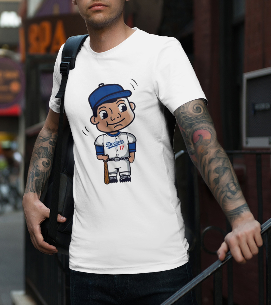 Shohei Ohtani Dodgers 17 Cartoon Bobblehead T-Shirt