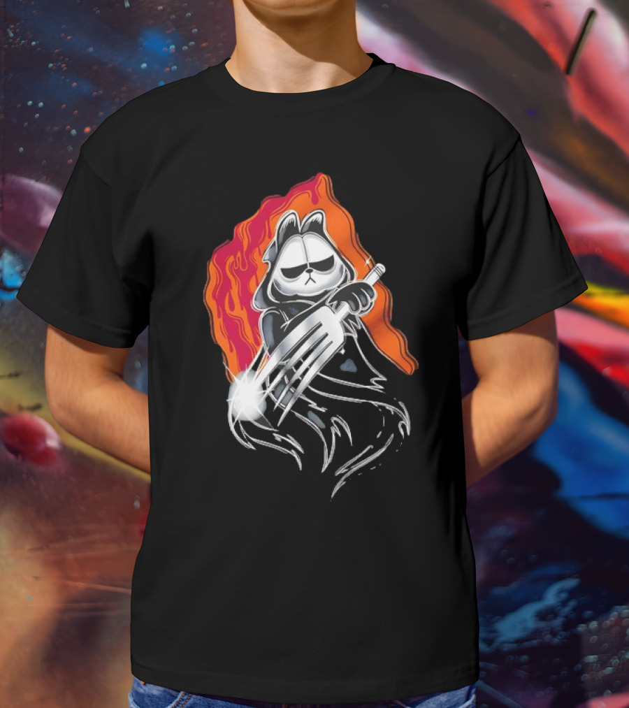 Ghostface Garfield The Lasagna Slasher Fiery Fork Phantom T-Shirt