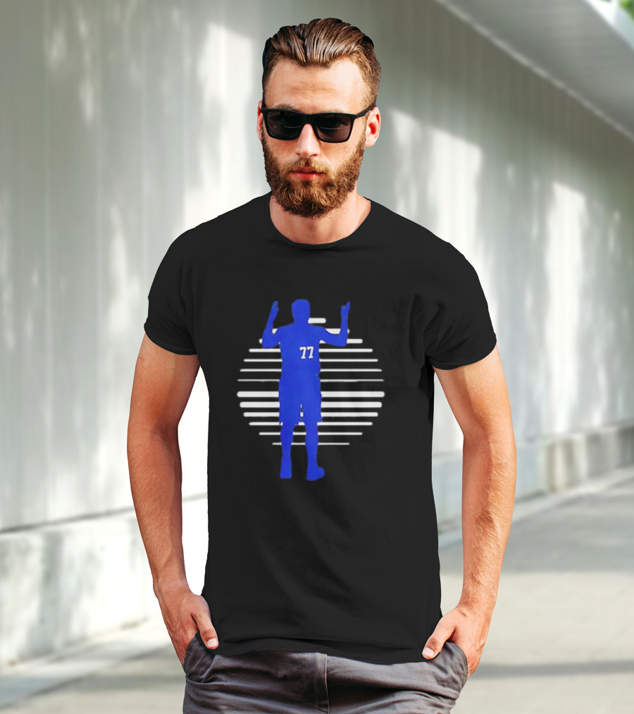 Luka Doncic 77 Retro Basketball Silhouette Lines T-Shirt