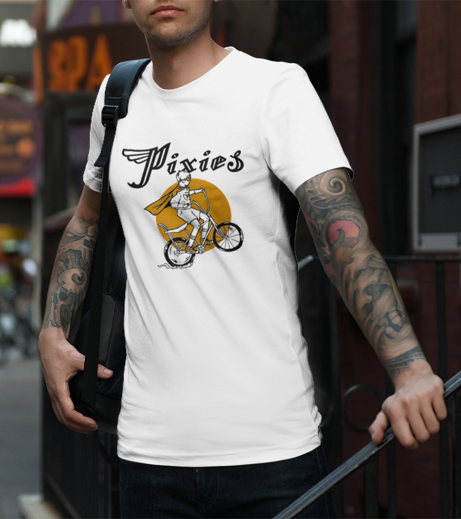 Pixies Retro Biking Superhero With Cape T-Shirt
