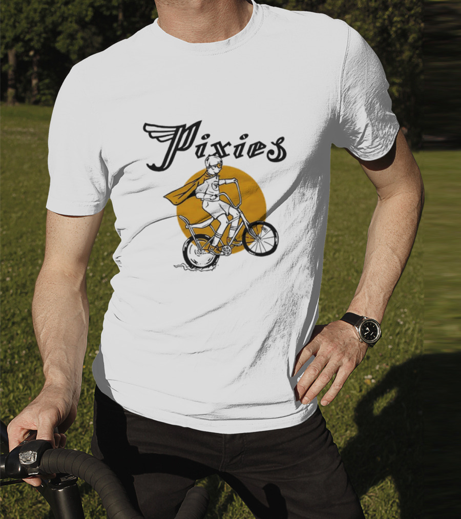 Pixies Retro Biking Superhero With Cape T-Shirt