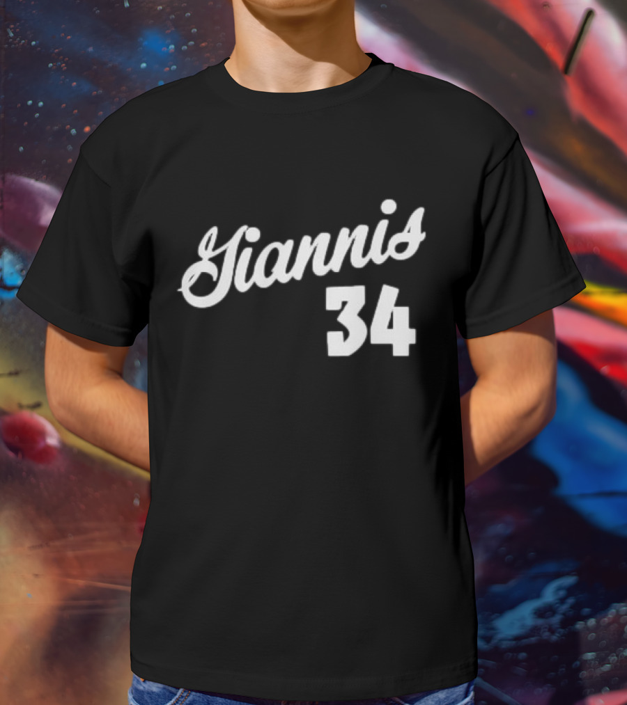 Giannis Antetokounmpo Milwaukee 34 Script Basketball T-Shirt