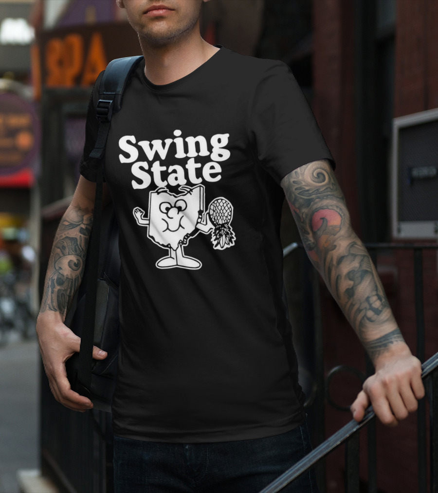 Ohio Swing State Cartoon Character With Bat And Ball T-Shirt
