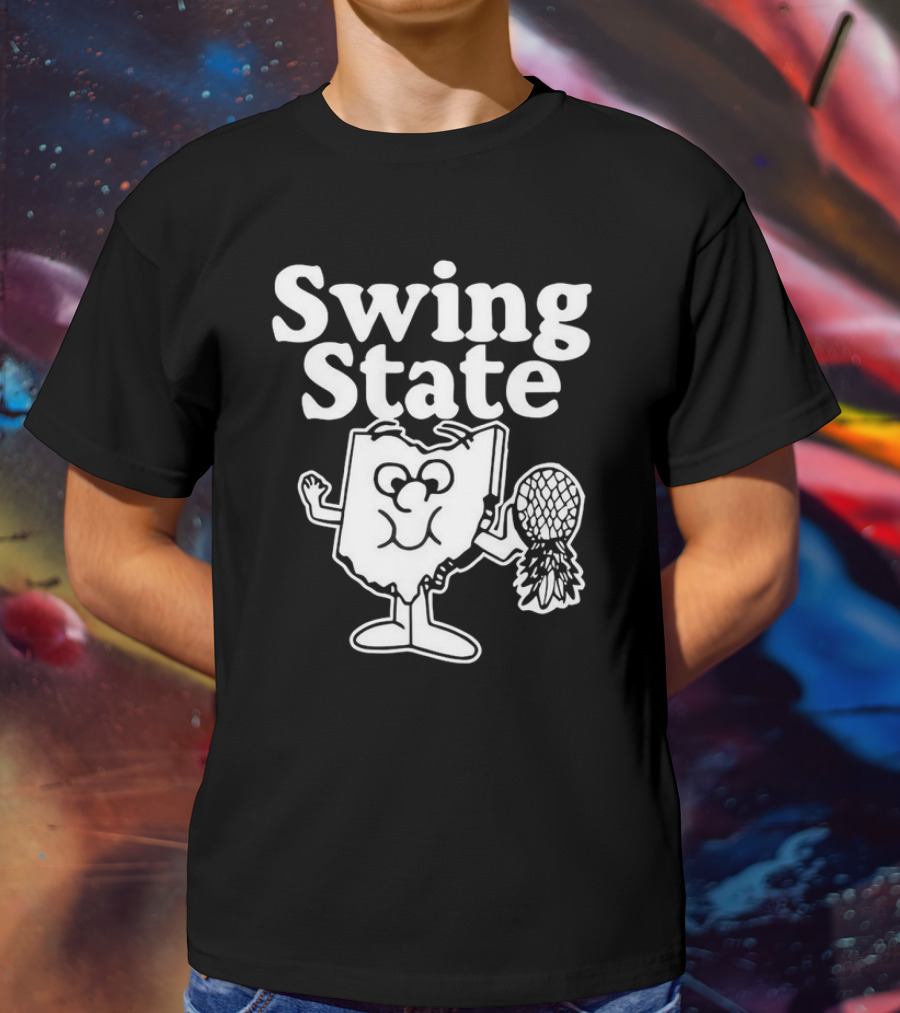 Ohio Swing State Cartoon Character With Bat And Ball T-Shirt