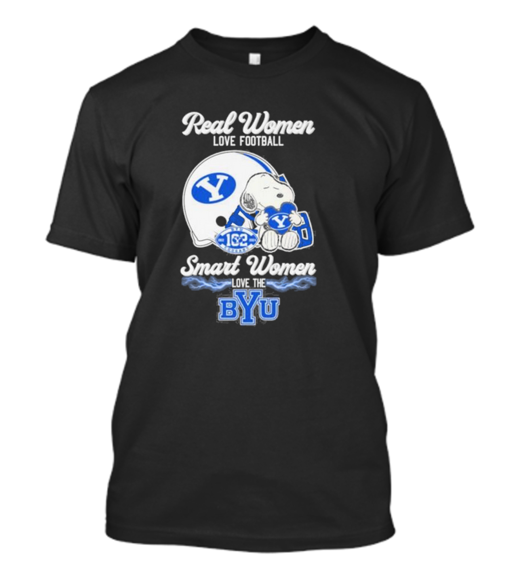 Real Women Love Football Smart Women Love The BYU Cougars Snoopy Helmet Fan 162 T-Shirt