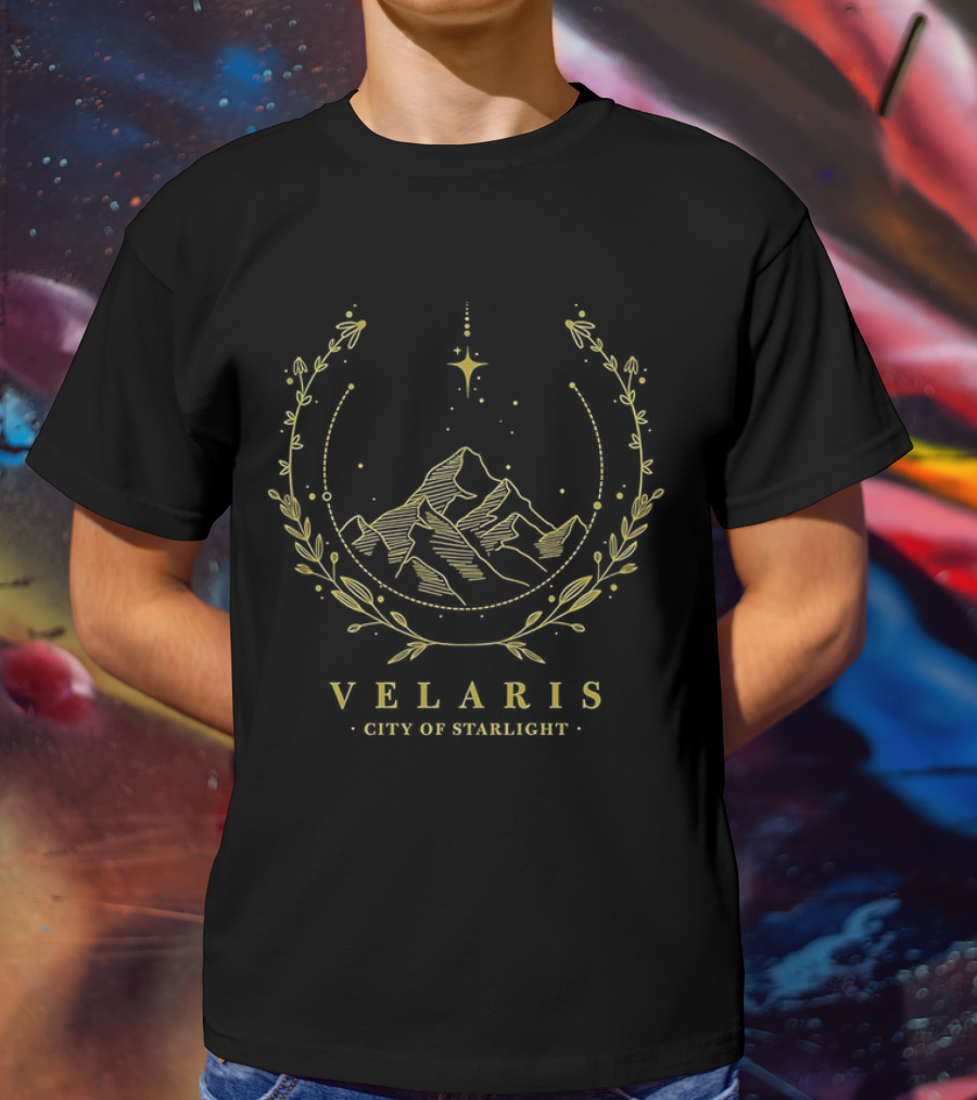 Velaris City Of Starlight Night Sky Mountain Emblem T-Shirt