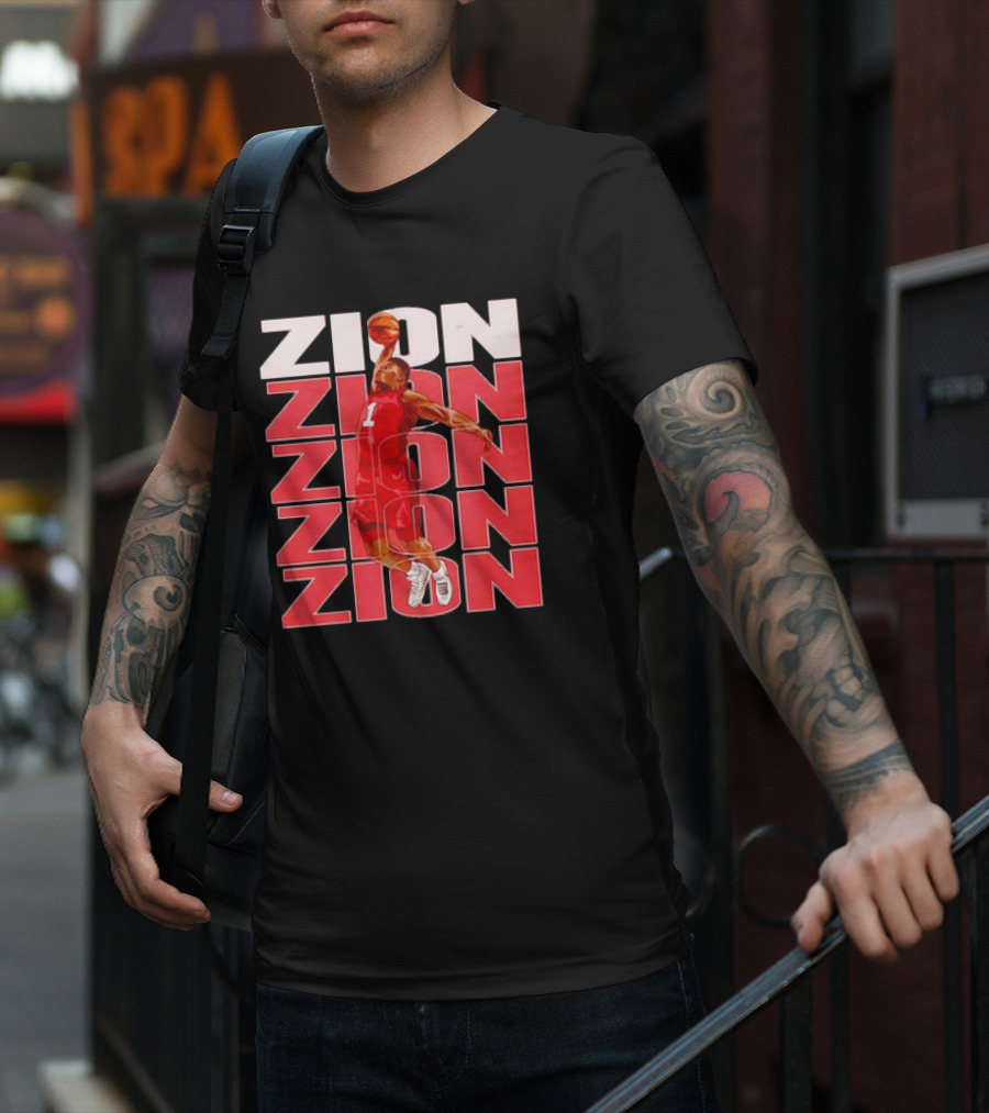 Zion Williamson Basketball Dunk Red Repeat T-Shirt