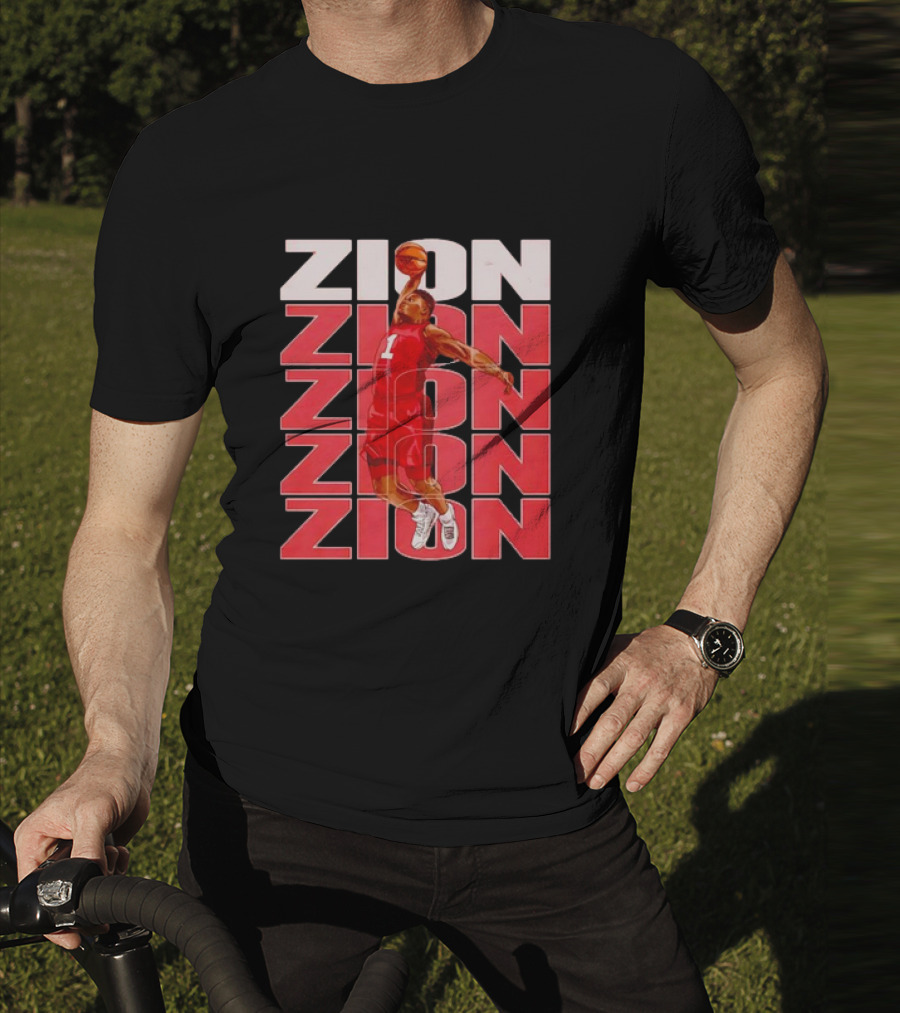 Zion Williamson Basketball Dunk Red Repeat T-Shirt