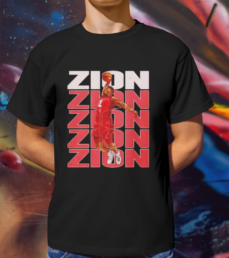 Zion Williamson Basketball Dunk Red Repeat T-Shirt