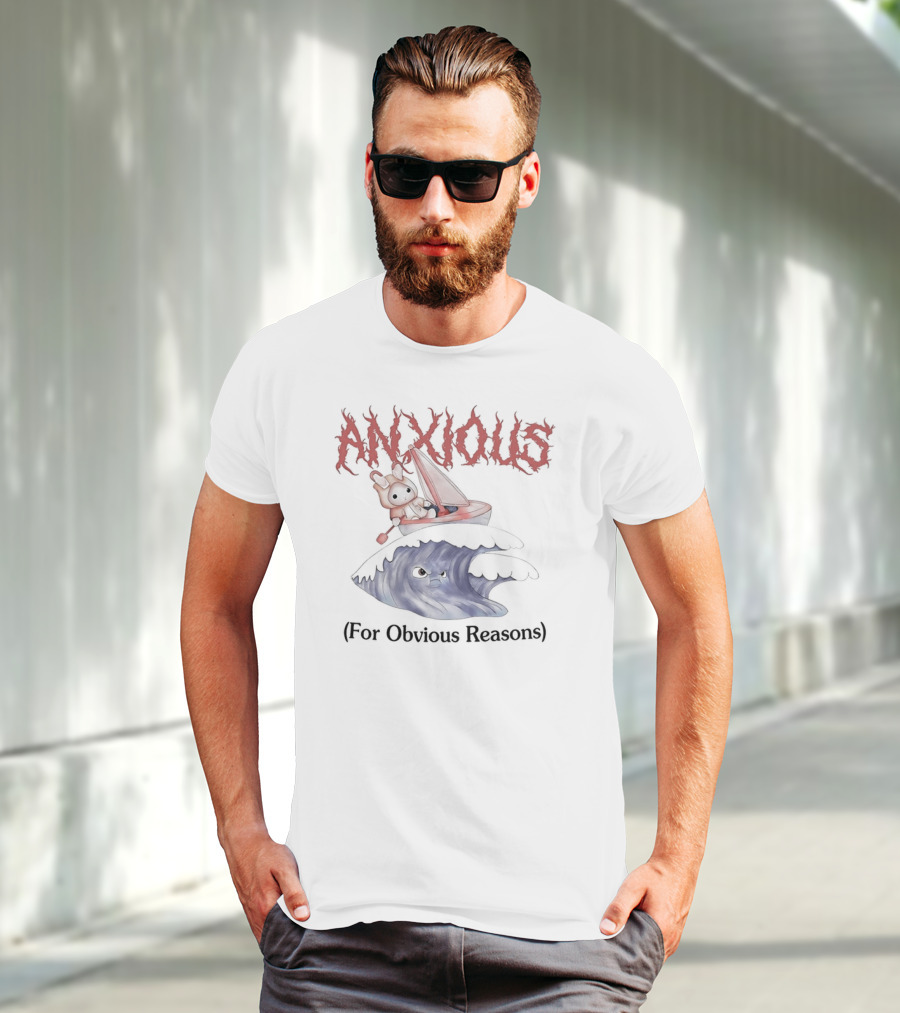 ANXIOUS For Obvious Reasons Cute Rabbit Boat On Angry Wave T-Shirt