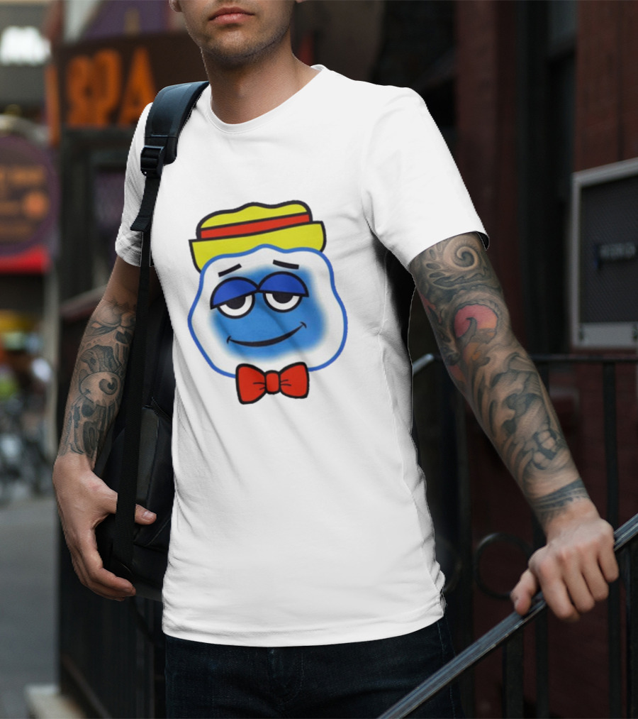 Blooo Ice Cartoon Face With Yellow Hat And Red Bowtie Cute T-Shirt