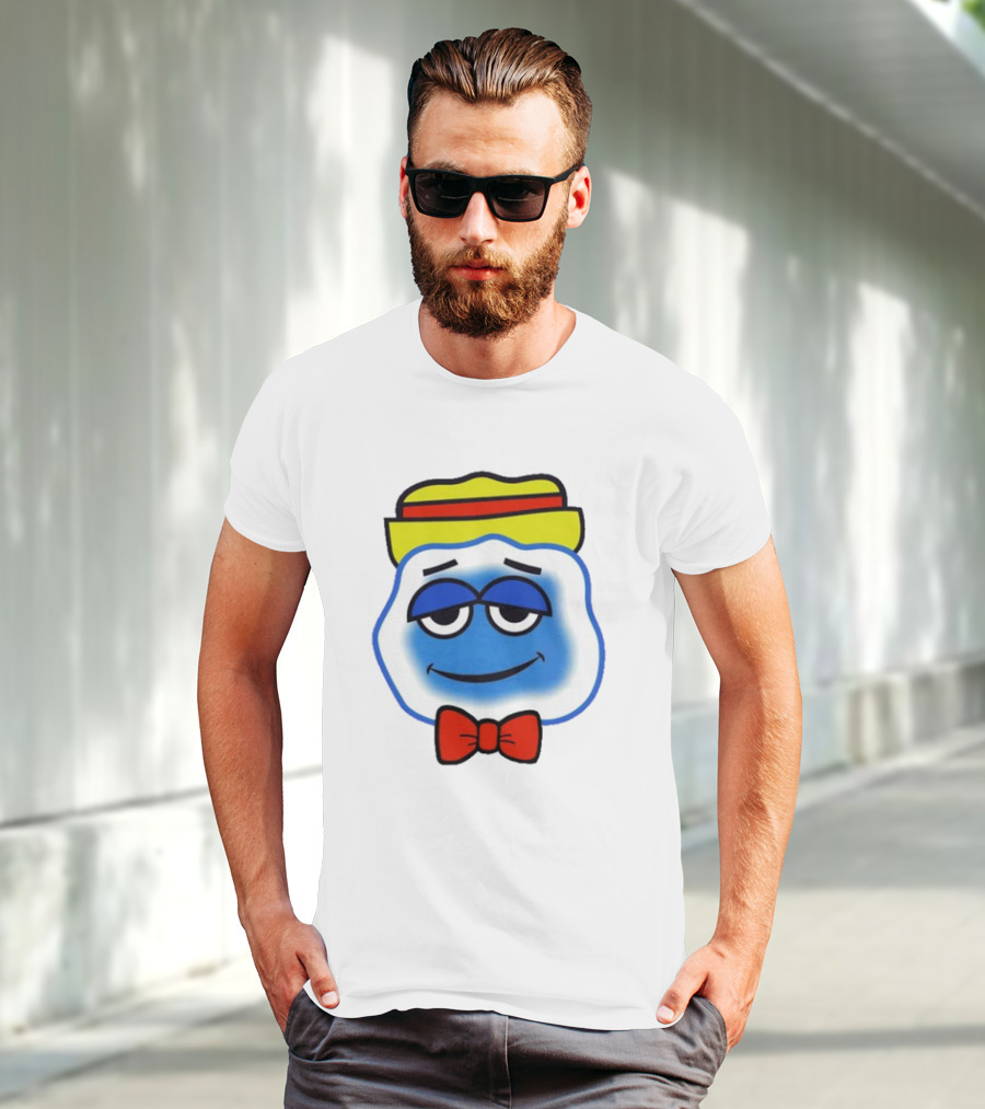 Blooo Ice Cartoon Face With Yellow Hat And Red Bowtie Cute T-Shirt
