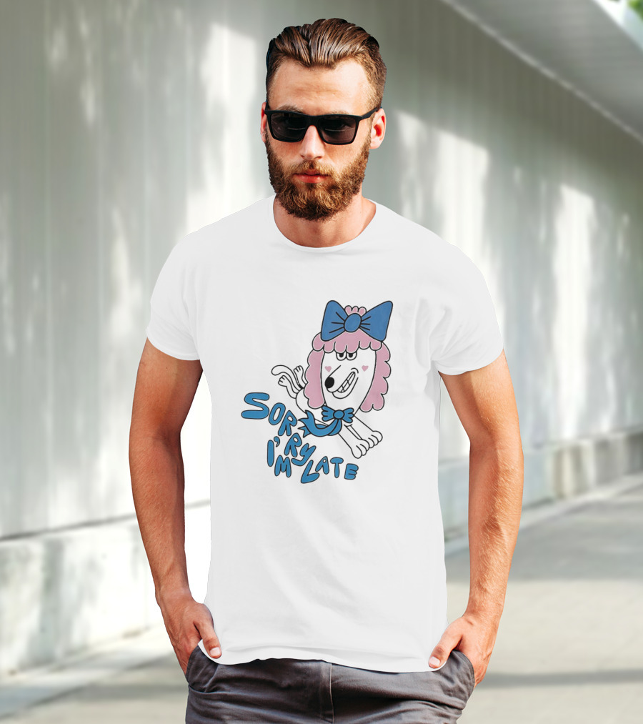 Lazy Oaf Sorry I’m Late Poodle With Pink And Blue Bow T-Shirt
