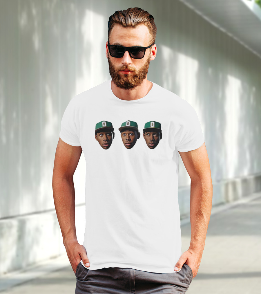 Mystic Tylers Three Faces Green Hat Iconic Expressions T-Shirt