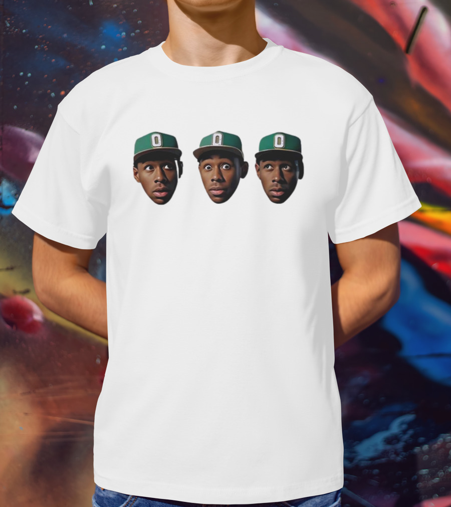Mystic Tylers Three Faces Green Hat Iconic Expressions T-Shirt
