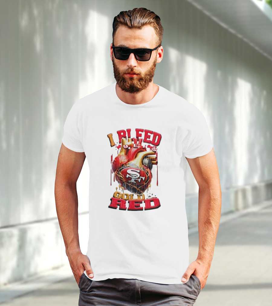 I Bleed Gold Red 49ers Heart San Francisco T-Shirt