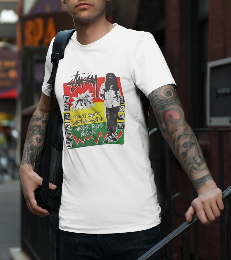 Stussy Bob Marley Feeling Pretty Darn Irie Get Up Skank To Da Riddim T-Shirt