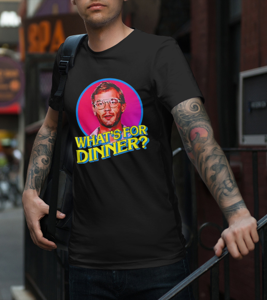 Jeffrey Dahmer What's For Dinner Retro Style Vintage Glasses Circle T-Shirt