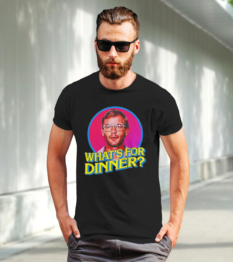 Jeffrey Dahmer What's For Dinner Retro Style Vintage Glasses Circle T-Shirt