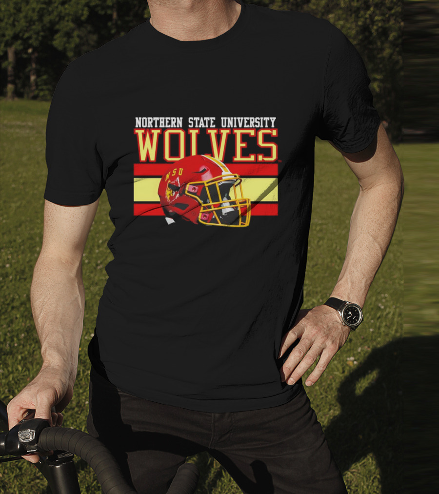 Northern State University Wolves NSU Football Helmet T-Shirt