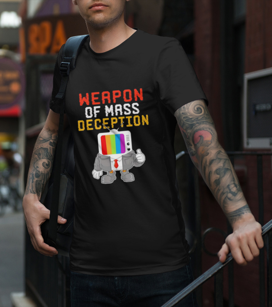 Weapon Of Mass Deception Television Cartoon In Suit With Rainbow Screen T-Shirt