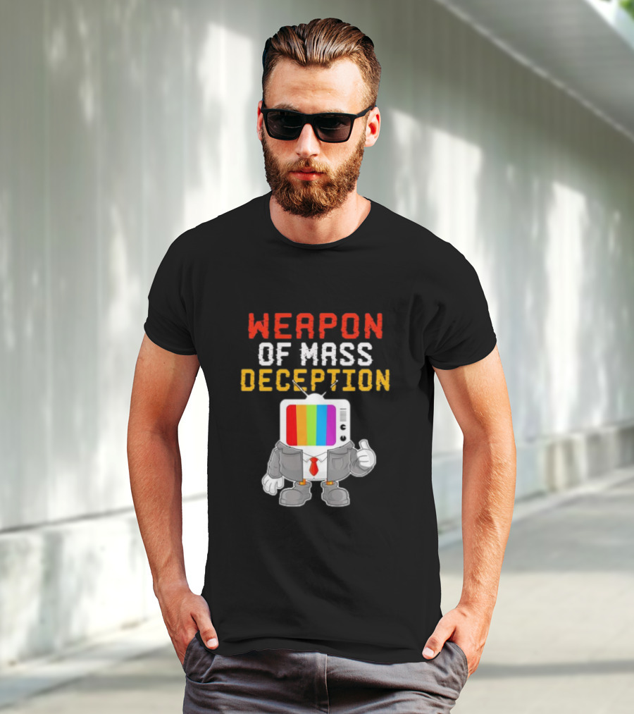Weapon Of Mass Deception Television Cartoon In Suit With Rainbow Screen T-Shirt
