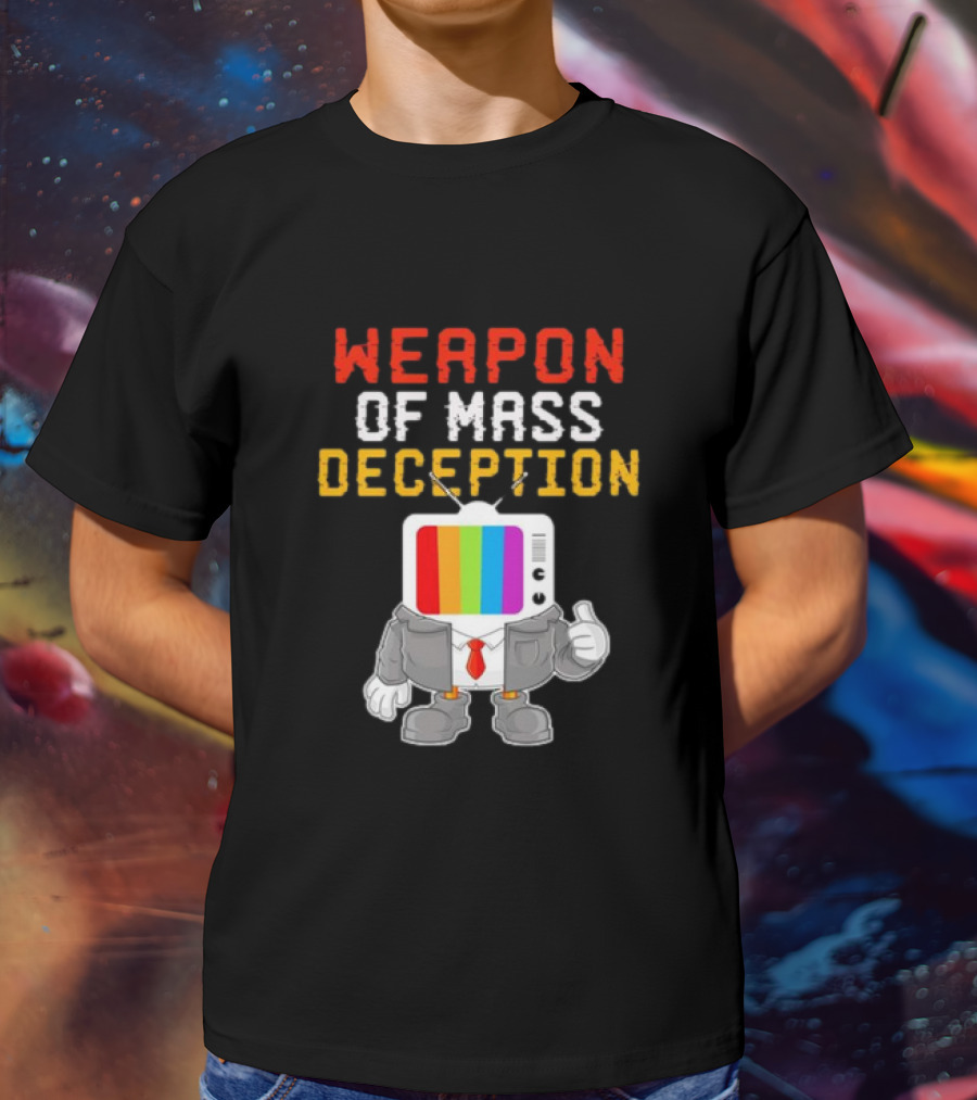 Weapon Of Mass Deception Television Cartoon In Suit With Rainbow Screen T-Shirt
