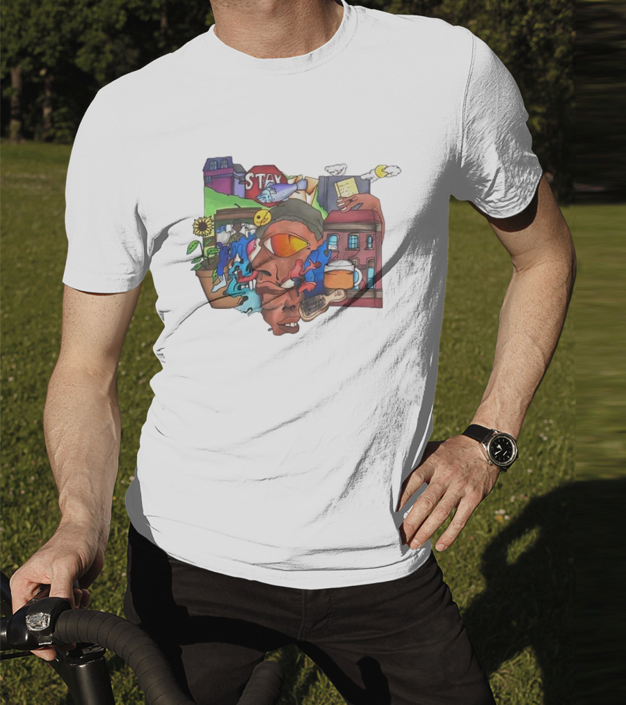 Stay Positive Bloom Thru The Pain With Urban Cityscape And Nature T-Shirt