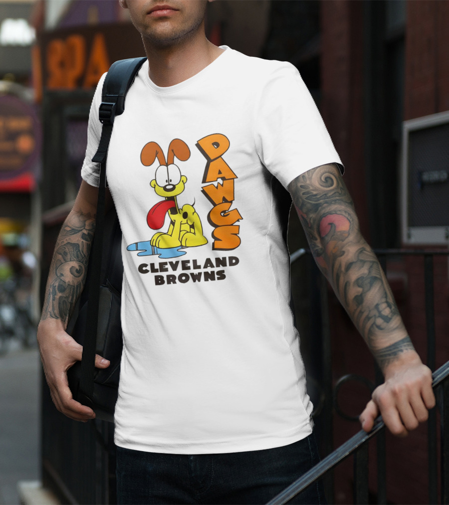 Dawgs Cleveland Browns Odie Garfield Cartoon T-Shirt