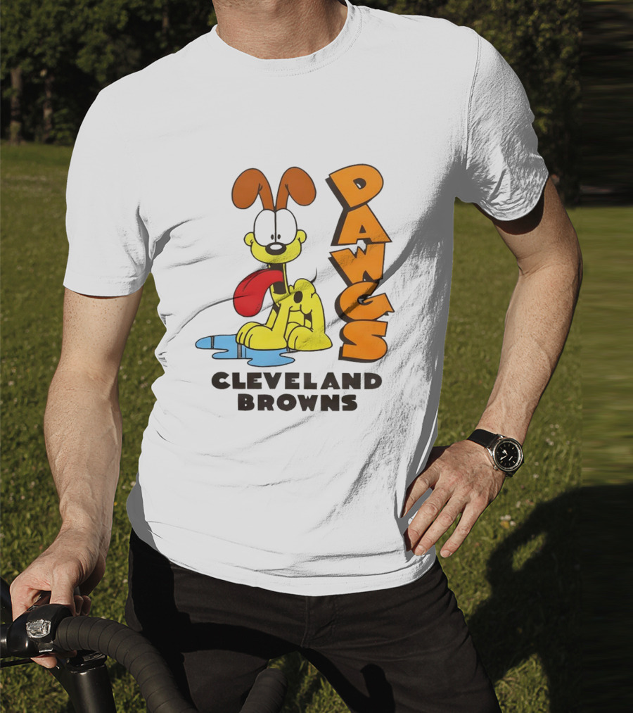 Dawgs Cleveland Browns Odie Garfield Cartoon T-Shirt