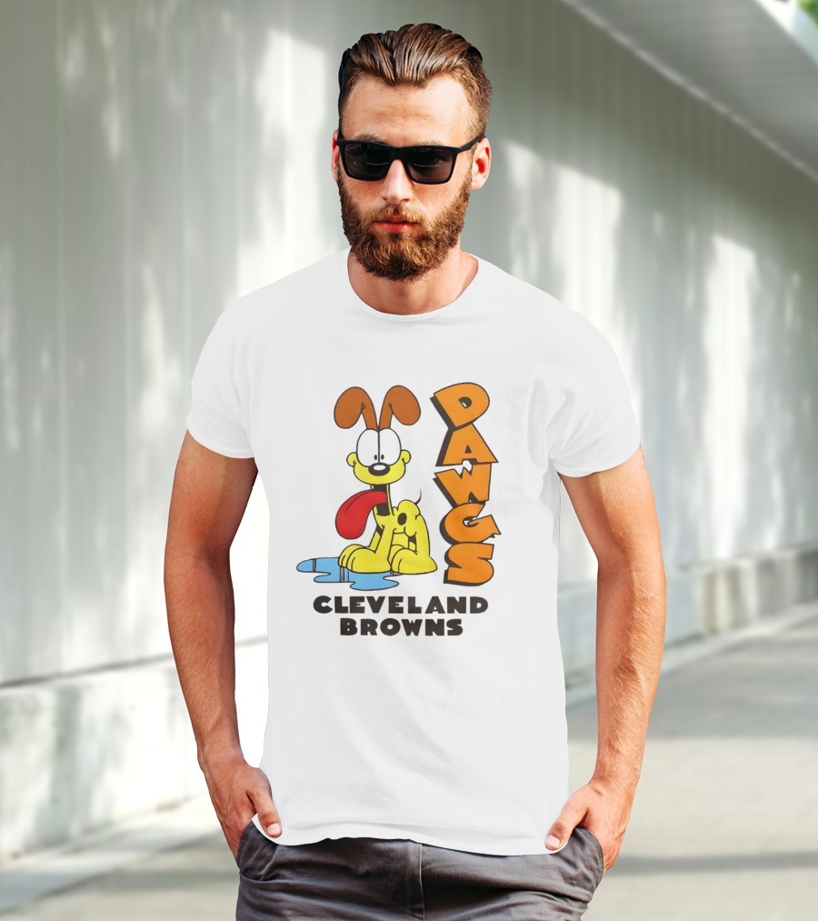 Dawgs Cleveland Browns Odie Garfield Cartoon T-Shirt