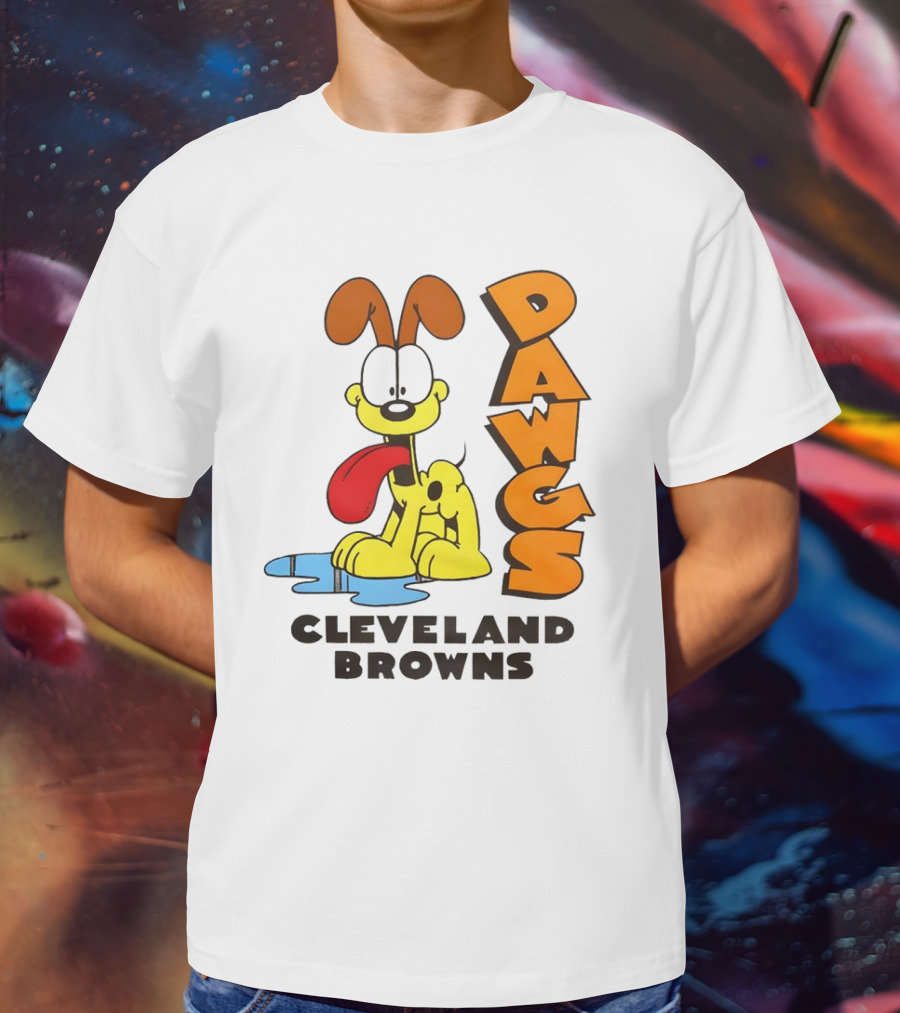 Dawgs Cleveland Browns Odie Garfield Cartoon T-Shirt
