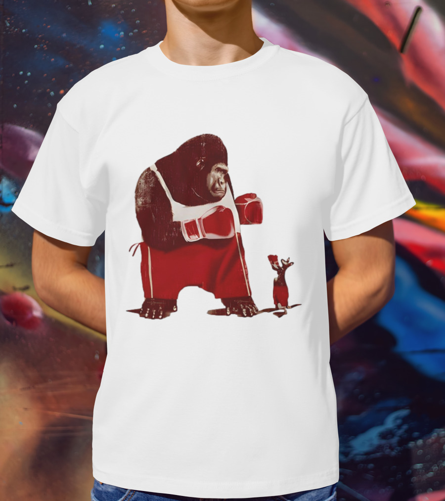 Gorilla Boxing Kangaroo Showdown In Red Boxing Gear T-Shirt