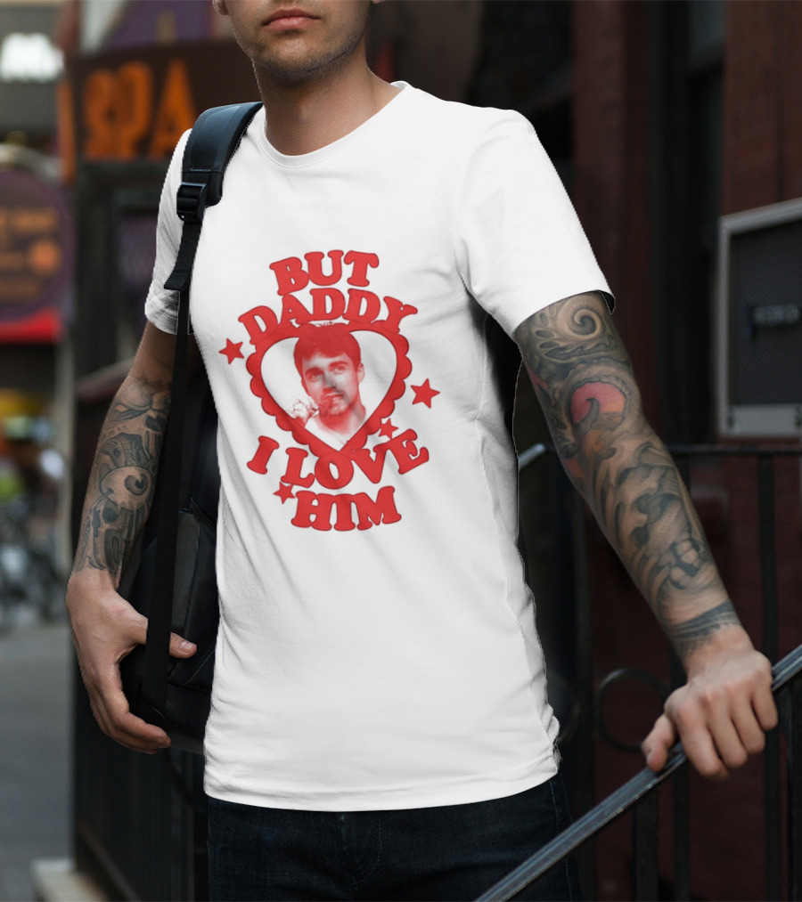 Charles Leclerc But Daddy I Love Him Heart Frame With Red Stars T-Shirt