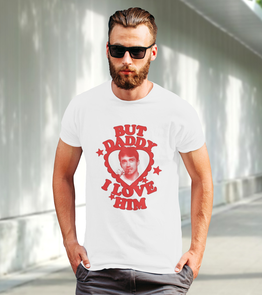 Charles Leclerc But Daddy I Love Him Heart Frame With Red Stars T-Shirt