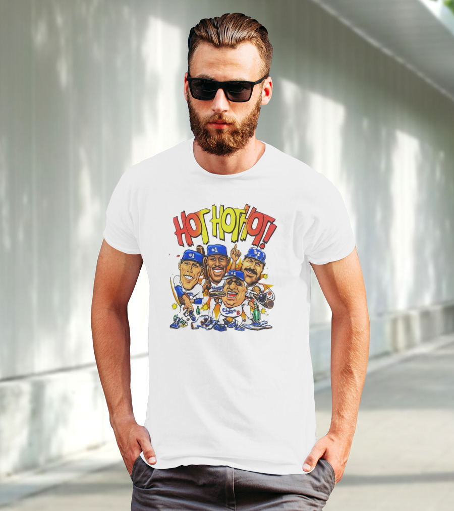 Los Angeles Dodgers Hot Hot Hot Caricature #1 Champs T-Shirt