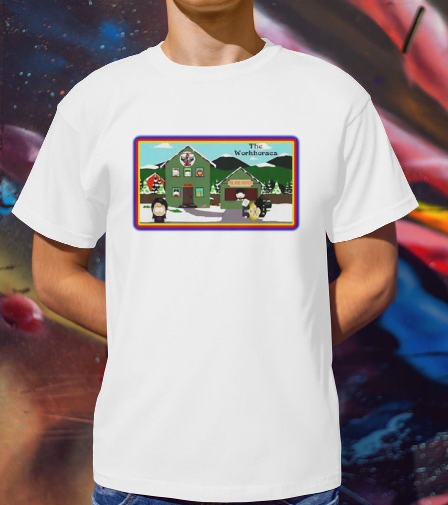 The Workhorses South Park Cartoon Snowy Neighborhood Scene T-Shirt