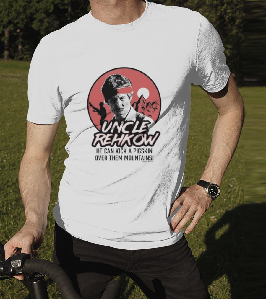 Uncle Rehkow He Can Kick A Pigskin Over Them Mountains Retro Vintage Karate T-Shirt