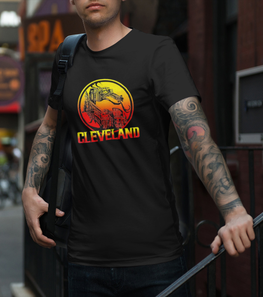 Mortal Cleveland Retro Dragon City Skyline T-Shirt