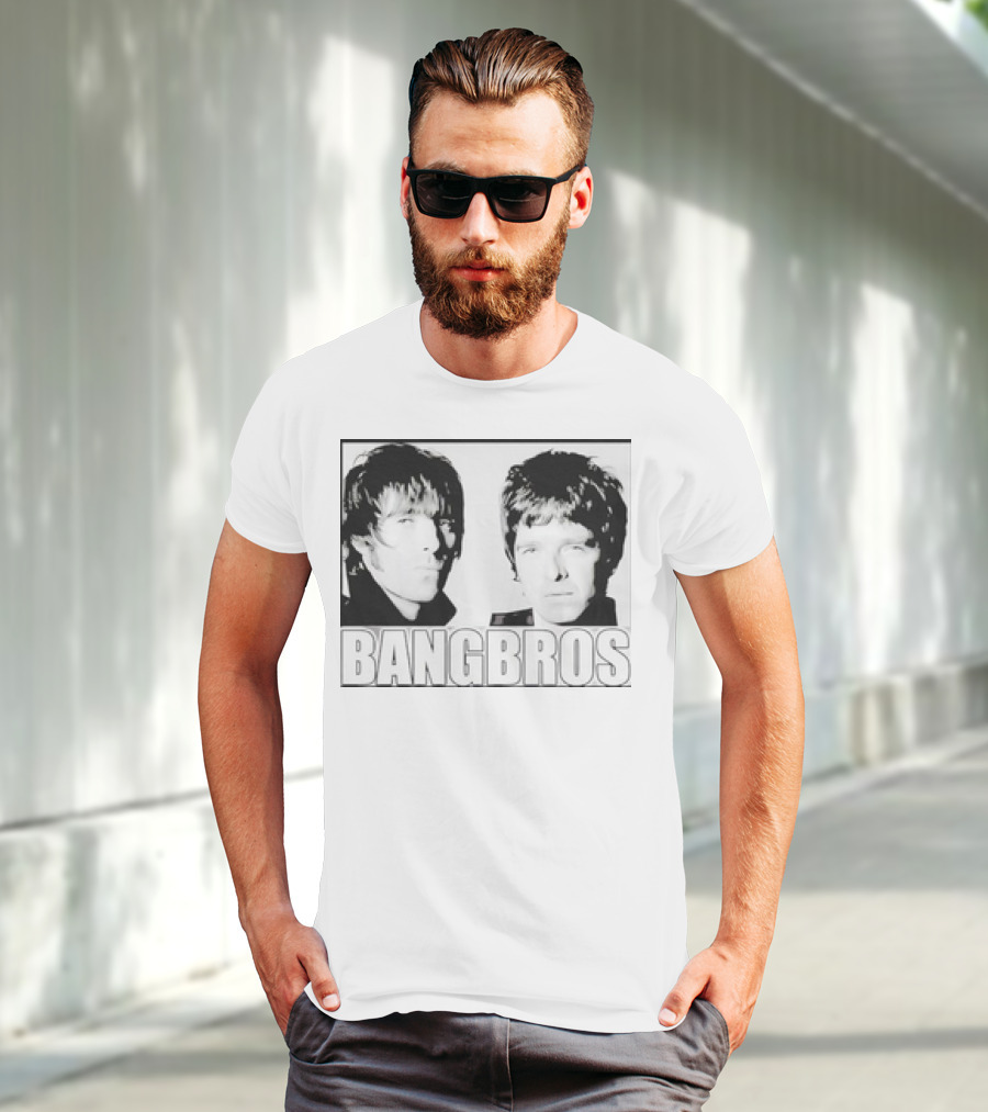 Bangbros Retro Picture Oasis Band Members Black And White Photo T-Shirt